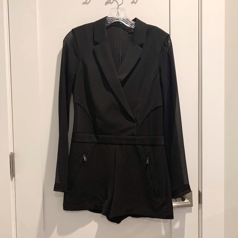BCBG Romper With Mesh Cutout